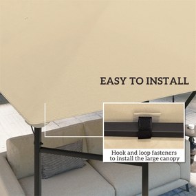 Outsunny Zamienny daszek do pawilonu 3 x 3 m wodoodporny daszek UPF30+ pokrowiec z tkaniny Oxford, 370 g/m², Beżowy | Aosom PL