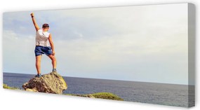 Obraz drukowany na płótnie Człowiek nad Morzem