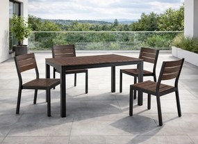 Rozkładany stół ogrodowy, kompozytowy Castello 140-180 cm, blat orzech, podstawa czarna