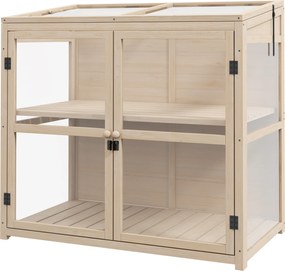 Outsunny Doniczka do szklarni Doniczka na rośliny, odporna na warunki atmosferyczne, 2 poziomy, drewno świerkowe, 103 x 61 x 103 cm, Naturalne