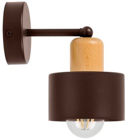 Brązowy kinkiet LED WD-BU1010BR jednopunktowy z metalu i drewna