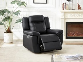Fotel KENNETH ze skóry, z elektryczną funkcją relaksu – kolor czarny