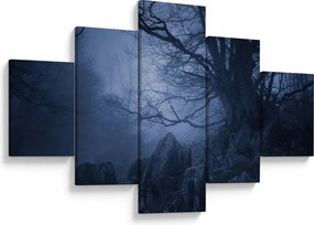 Obraz ciemnego lasu (125x70 cm)