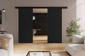 Emporius drzwi naścienne 150 cm Belor Duo - nowoczesne drzwi z imitacją lameli, drzwi naścienne grafit