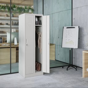 Szafka pracownicza metalowa czterokomorowa szara: KACPER II, 600 x 1800 x 500 mm