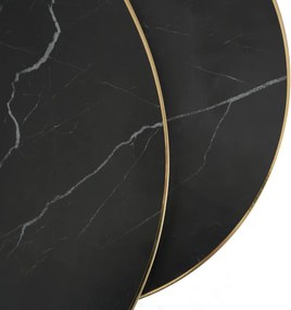 Zestaw Stolików Kawowych ARON 70 cm/50 cm Czarny Marmur Glamour
