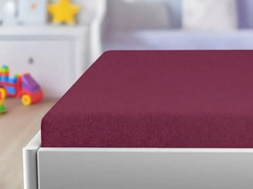PrzytulneMieszkanie.pl Prześcieradło frotte do dziecięcego łóżeczka PREMIUM 60x120 cm bordowe