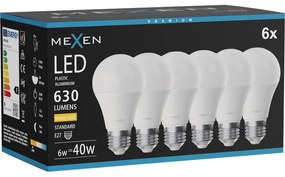 Mexen Nova 6x żarówka LED E27, A60, 6W, Ciepła - 3000K, 630 lm - L100-E27-0630-01x06