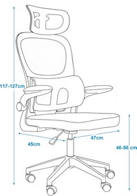 Fotel obrotowy Hektor ergonomiczne krzesło biurowe z siatką i zagłówkiem – wygodne krzesło do pracy