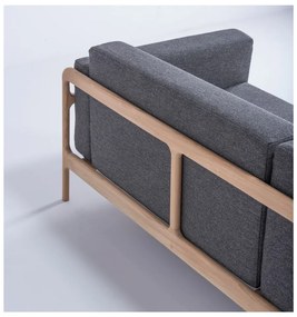 Ciemnoszara sofa z konstrukcją z drewna dębowego Gazzda Fawn, 240 cm
