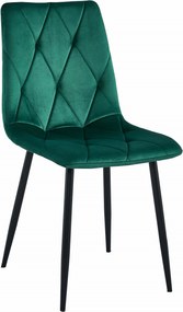 PROMOCJA Ciemnozielone aksamitne krzesło jadalniane LIBRA z czarnymi nogami II klasa jakości