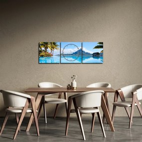 Obraz  - Bora-Bora, Polinezja Francuska (z zegarem) (90x30 cm)