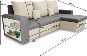 Narożnik z funkcją spania SAM1 Kremowy/Jasny brąz