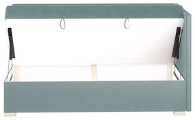 Niebieskie narożne łóżko dziecięce ze schowkiem i materacem 90x200 cm Flexi – Ghado