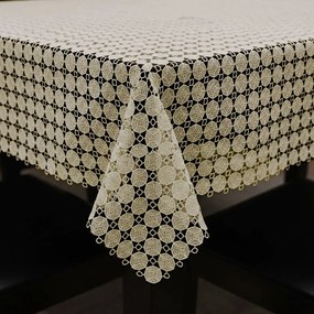 Obrus na metry gipiurowy beżowy Koła elegancki - szer. 150 cm