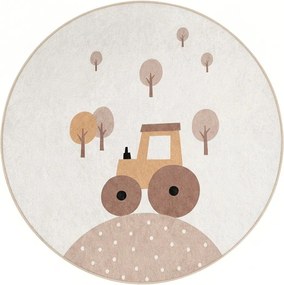Beżowy dywan dziecięcy odpowiedni do prania ø150 cm Tractor World – Mila Home