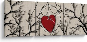 Obraz - Zakochana para (z zegarem) (90x30 cm)
