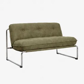 Sofa Dwuosobowa Tapicerowana Matilda Zielona Sznurówka Army - Sklum