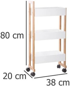 Wózek łazienkowy BAMBOO, szafka bambusowa - 3 poziomy