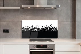 Panel szklany do Kuchni Czarno-Biały Zapis Nutowy