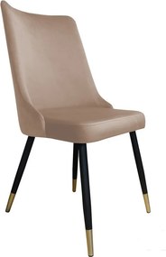 Krzesło Victor tkanina Welur noga metalowa krzesło tapicerowane premium : Kolor nogi - Czano-złota stożek, Kolor tkaniny - VELVET - MG06, Typ siedziska - Siedzisko stałe