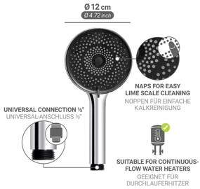 Plastikowa słuchawka prysznicowa w kolorze srebra ø 12 cm Softwater – Wenko