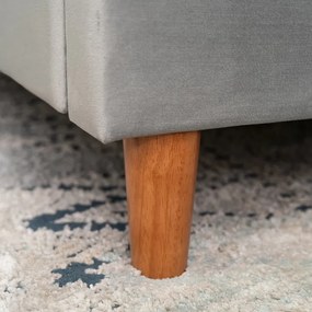 Łóżko Tapicerowane 120x200 cm ze Stelażem Jednoosobowe DENNIS Jasnoszare Welurowe