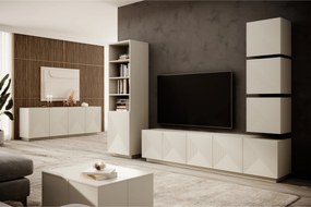 Komoda Asha 200 cm z ryflowanym frontem - kaszmir