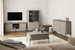 Witryna BELVIO 160 x 98 cm Stojąca, Nowoczesna witryna do salonu, Odcienie beżu
