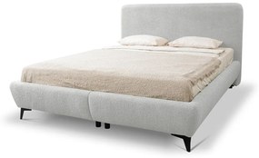 Jasnoszare tapicerowane łóżko dwuosobowe ze stelażem i schowkiem 140x200 cm Makapu – Makamii