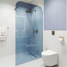 Ścianka prysznicowa WALK IN FIX niebieska 8mm półokrągła WALK IN MOLIS NATURE blue square MASSI | rożne rozmiary : Kolor profili kabiny - czarny, Szerokość ścianki - 120 cm, Typ montażu - WALK in FIX (Do ściany)