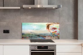 Szklany Panel Artystka z Pędzlami