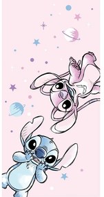 Różowy ręcznik dziecięcy z mikrowłókna 70x140 cm Lilo and Stitch "Universe" – Jerry Fabrics