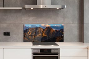 Szklany Panel Ognisty Zachód Słońca w Górach