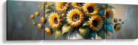Obraz – Wazon ze słonecznikami (170x50 cm)