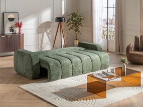 Kanapa rozkładana 3-osobowa z tkaniny szenilowej zielonej TALIVO