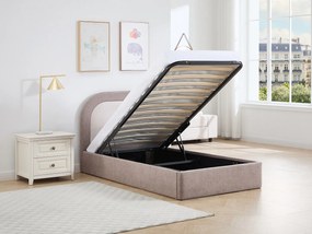 Łóżko z pojemnikiem 90 x 190 cm – Tkanina – Taupe i Beżowy - IDONO