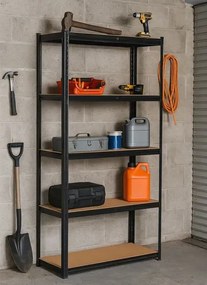 Czarny metalowy regał do garażu 180 cm - Filove 4X