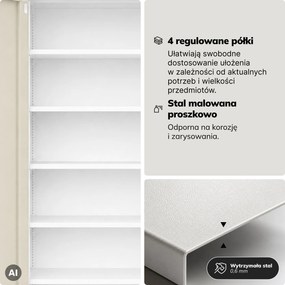 Szafa biurowa metalowa z zamkiem na szyfr biała/dąb sonoma, 900x1850x400 mm: DANIEL Eco Design