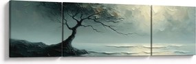 Obraz - Obraz olejny przedstawiający drzewo z oceanem (170x50 cm)
