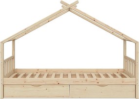 Łóżko domowe naturalne drewno 208x97x148 design
