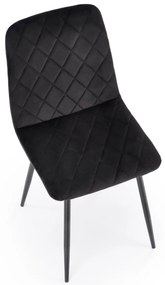 Czarne welurowe krzesło z oparciem na czarnych nogach K525