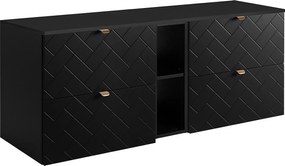 Meble łazienkowe, Czarny Mat, 140 x 57 x 46 cm, złote uchwyty
