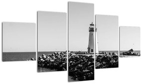 Obraz - Latarnia morska na wybrzeżu, Santa Cruz, Kalifornia (125x70 cm)