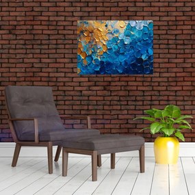 Obraz na szkle - Niebiesko-złoty obraz (70x50 cm)