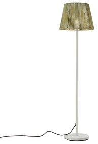 Zewnętrzna lampa podłogowa biała z zielonym kloszem ze sznura IP44 - Virginia Jayla