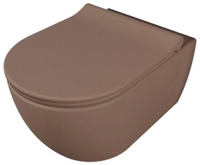 Miska WC wisząca rimless brązowa LERA cappuccino z deską wolnoopadającą typu Slim