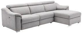 Kanapa narożna PEDRERA z funkcją relax, z tkaniny w kolorze jasnoszarym – prawoskrętna