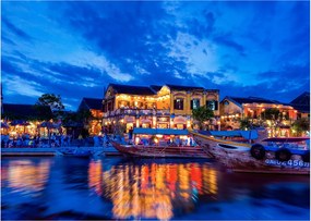 Obraz na szkle nocnego miasta Hoi An w Wietnamie (70x50 cm)