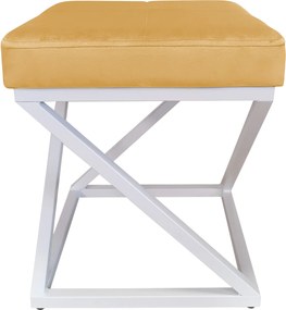 Pufa ZOA tkanina Welur loft ławka podnóżek metal : Kolor Stelaża - Biały, Kolor tkaniny - VELVET - MG15, Typ tkaniny - Velvet